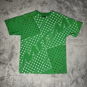 Vintage FMF INTL Motocross Green AOP All Over Argyle Diamond Print Shirt Men’s M